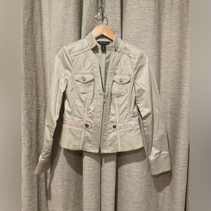 White House Black Market Light Tan Utility Jacket, Size 4